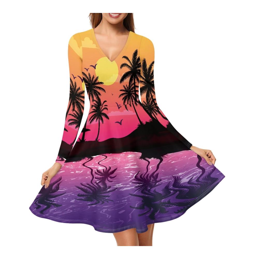Hawaiianische Palme Aquarell Sonnenuntergang