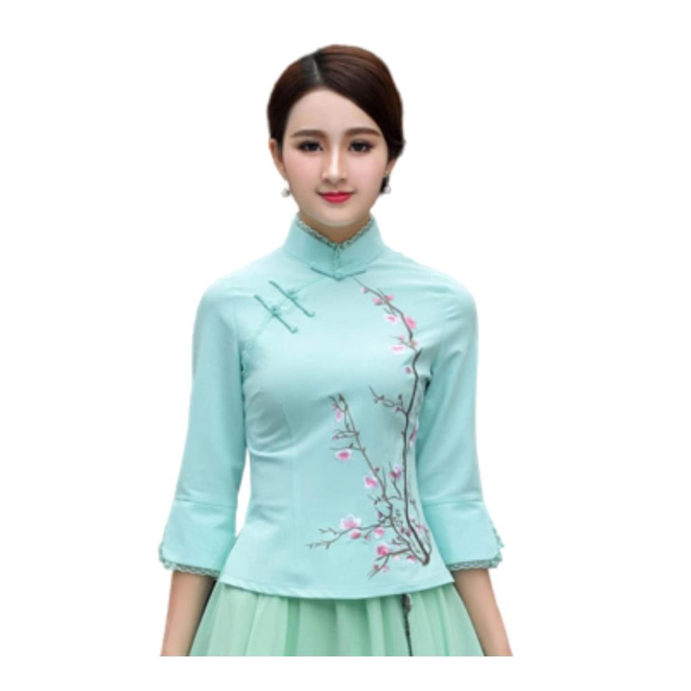 Grünes Qipao-Top