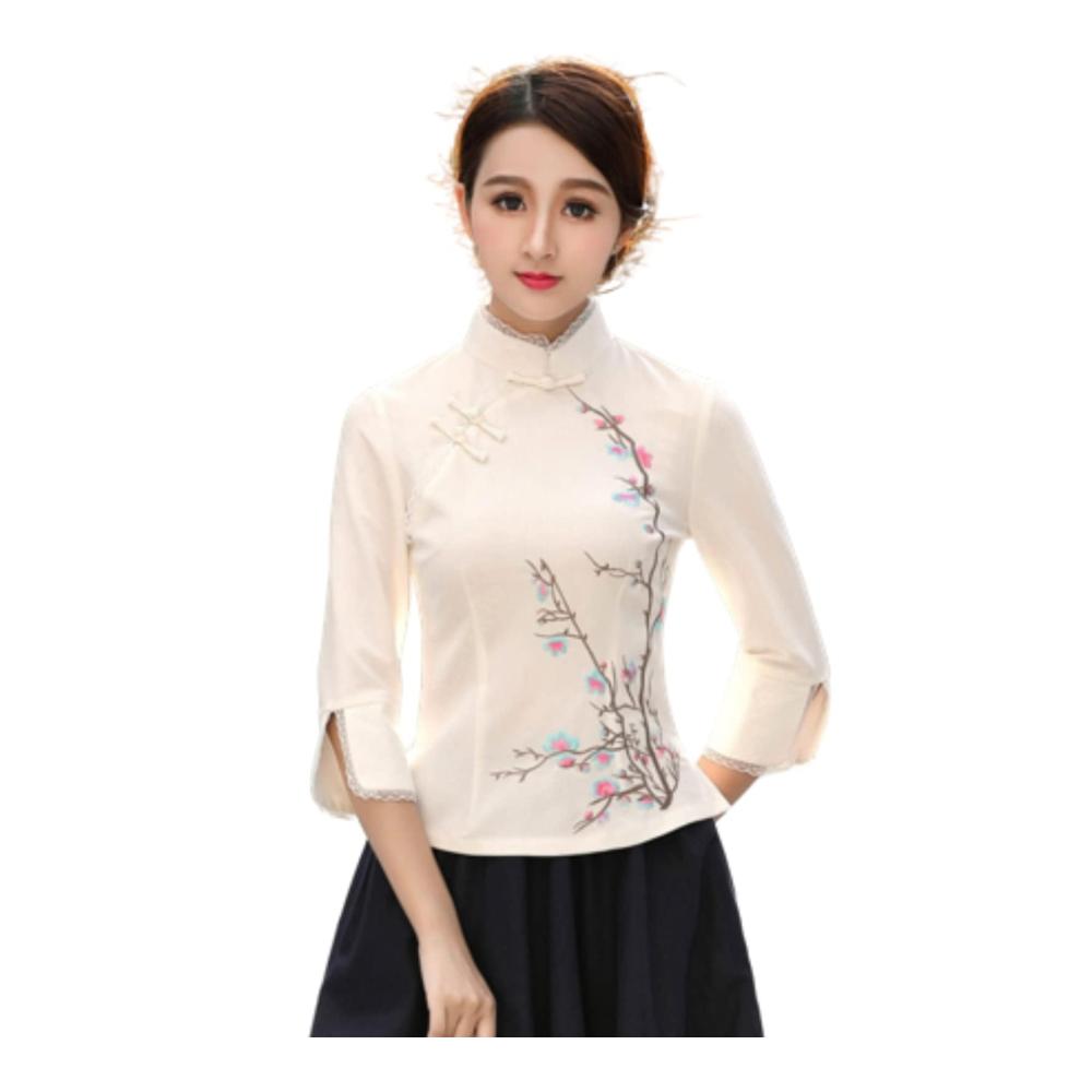 Weißes Qipao-Oberteil