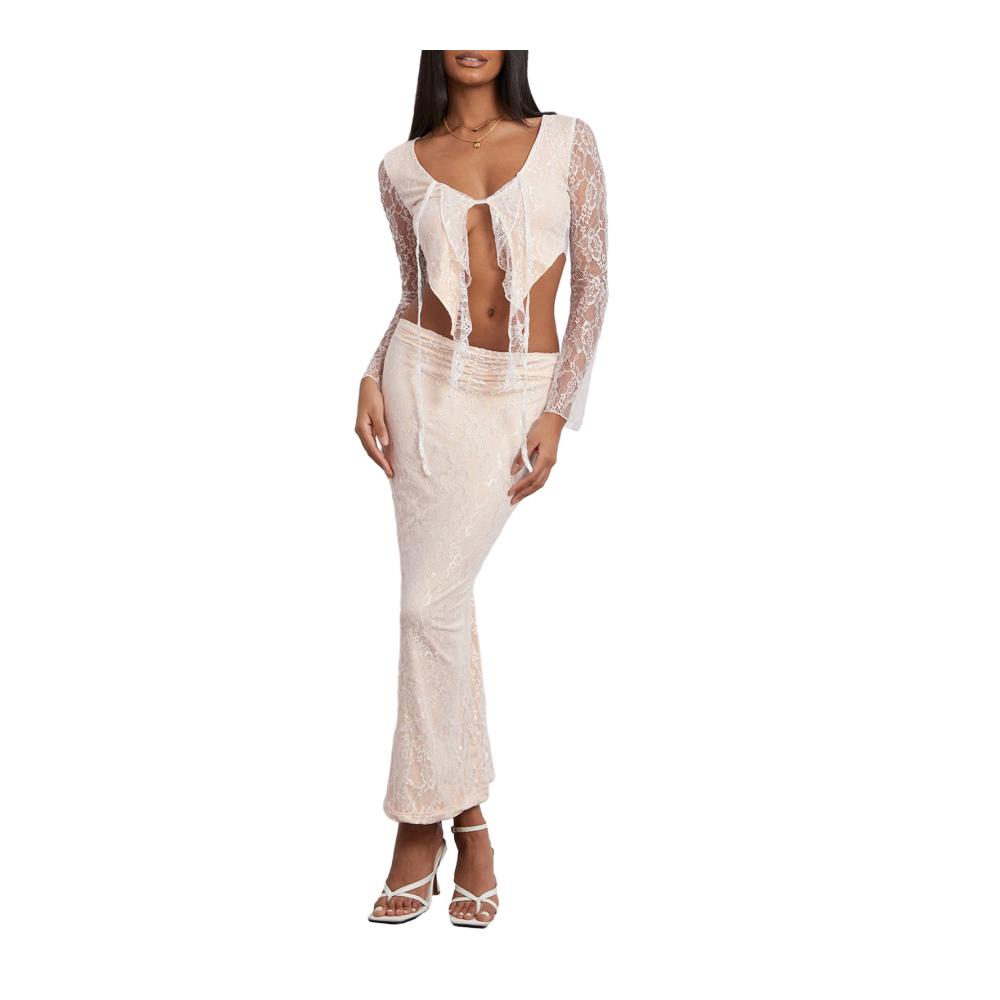 Weiß-beige Lined